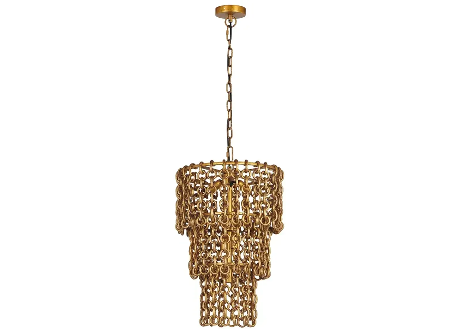 TOV Furniture Nirsa Brass Chain Link 3 Tier Chandelier