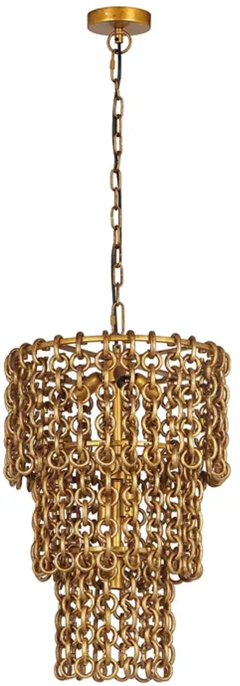 TOV Furniture Nirsa Brass Chain Link 3 Tier Chandelier