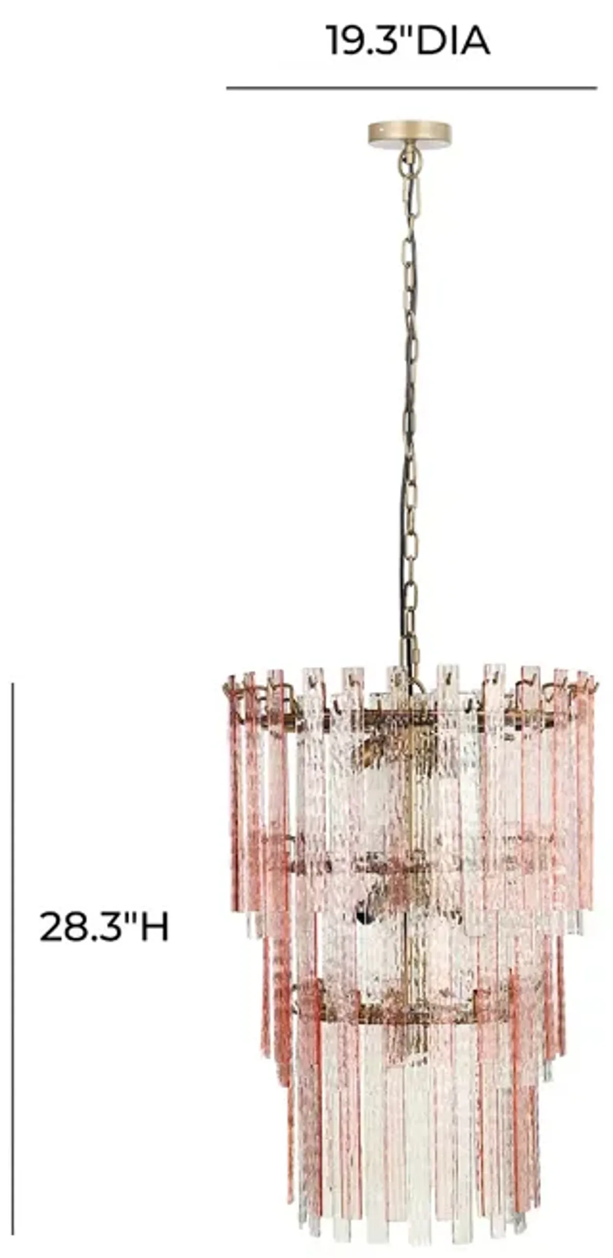 TOV Furniture Hampshire Pink Acrylic 3 Tier Chandelier