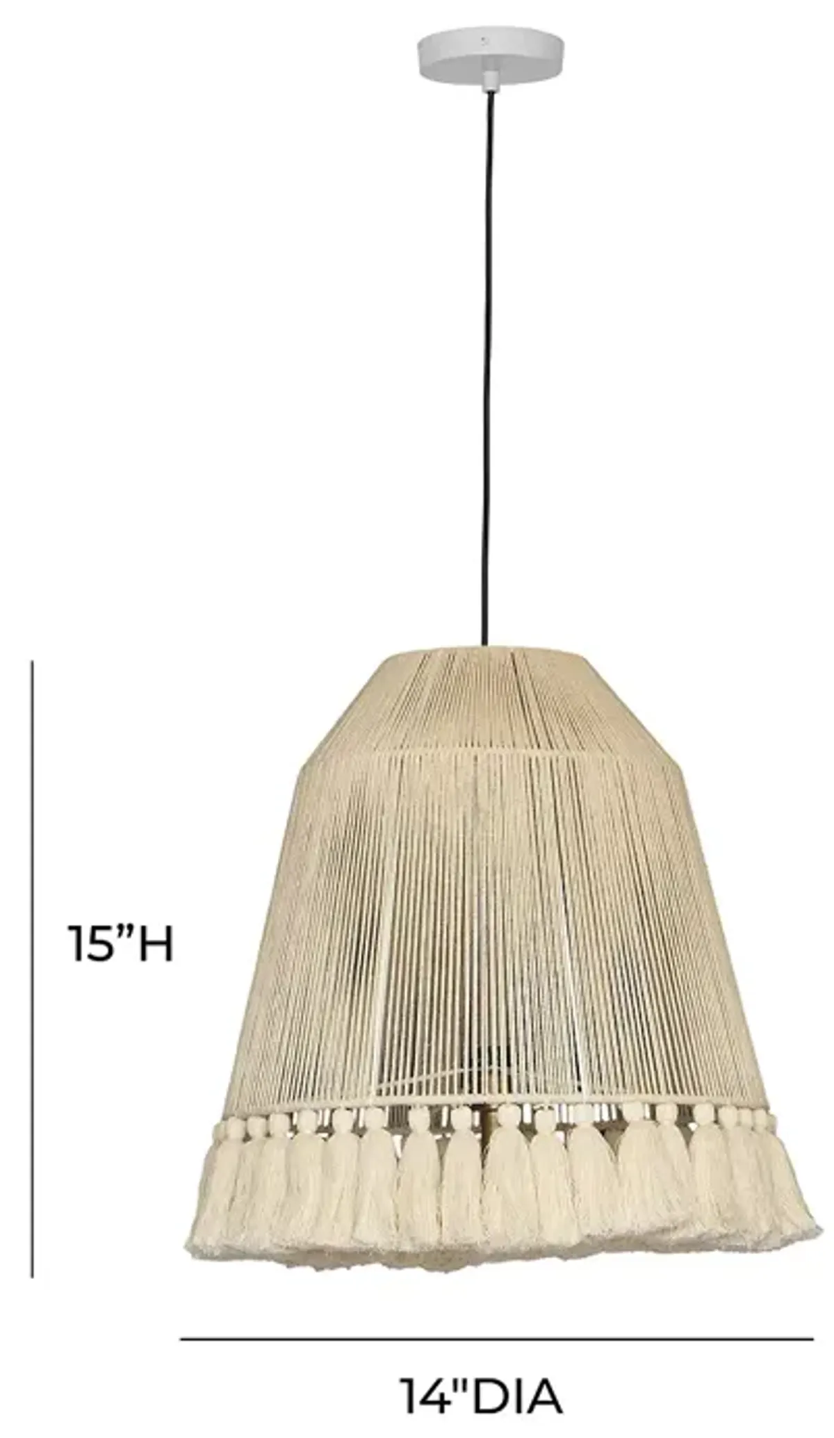 TOV Furniture Helen White Cotton Tasseled Pendant Lamp