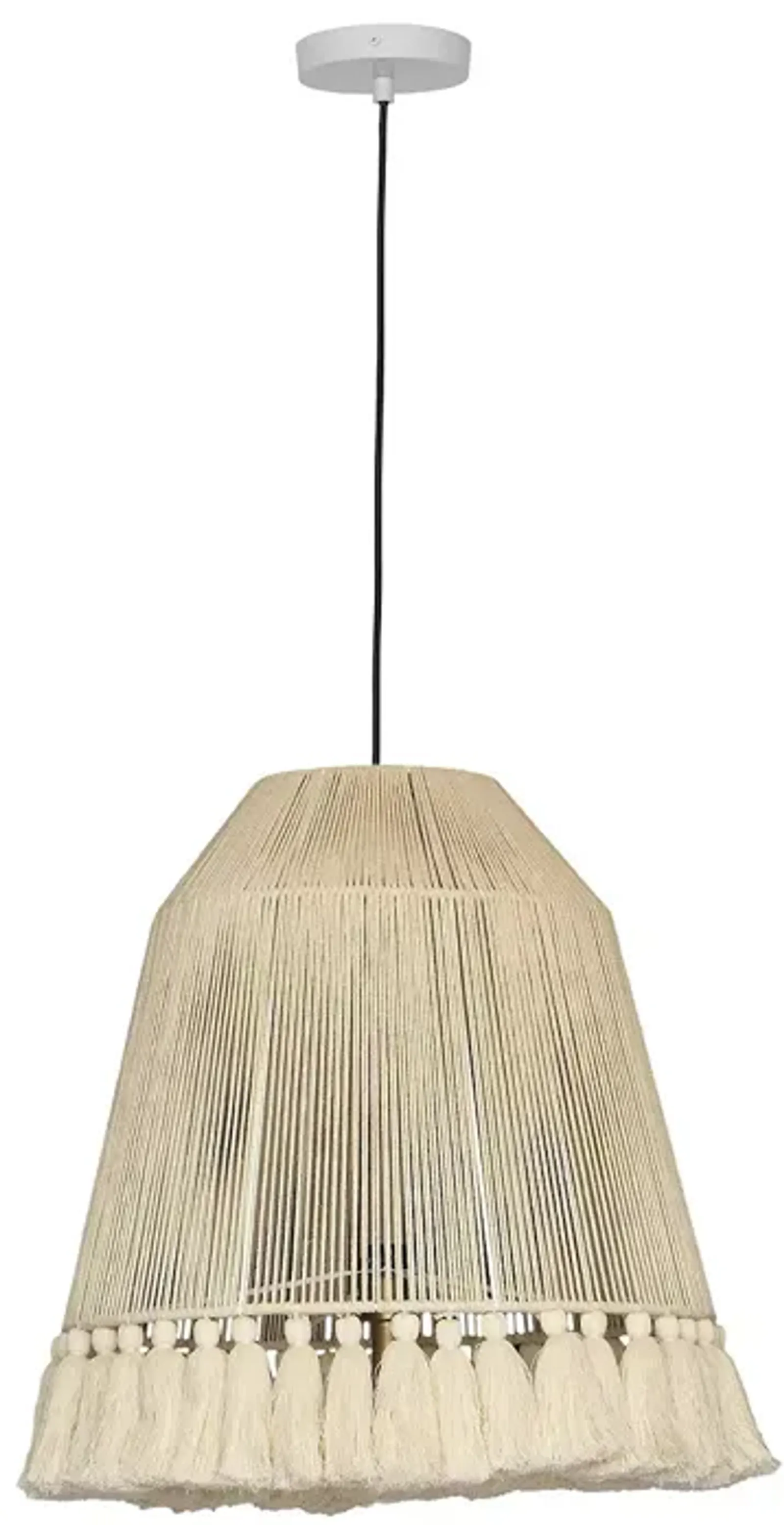 TOV Furniture Helen White Cotton Tasseled Pendant Lamp