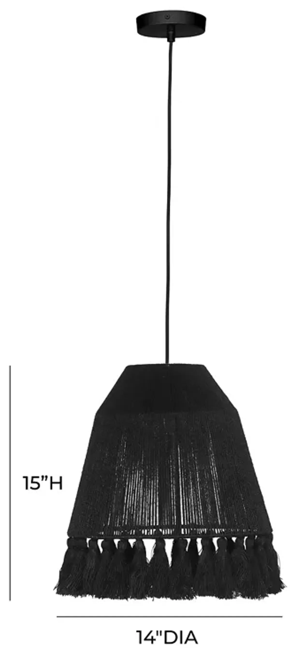 TOV Furniture Bokaro Black Jute Pendant Lamp