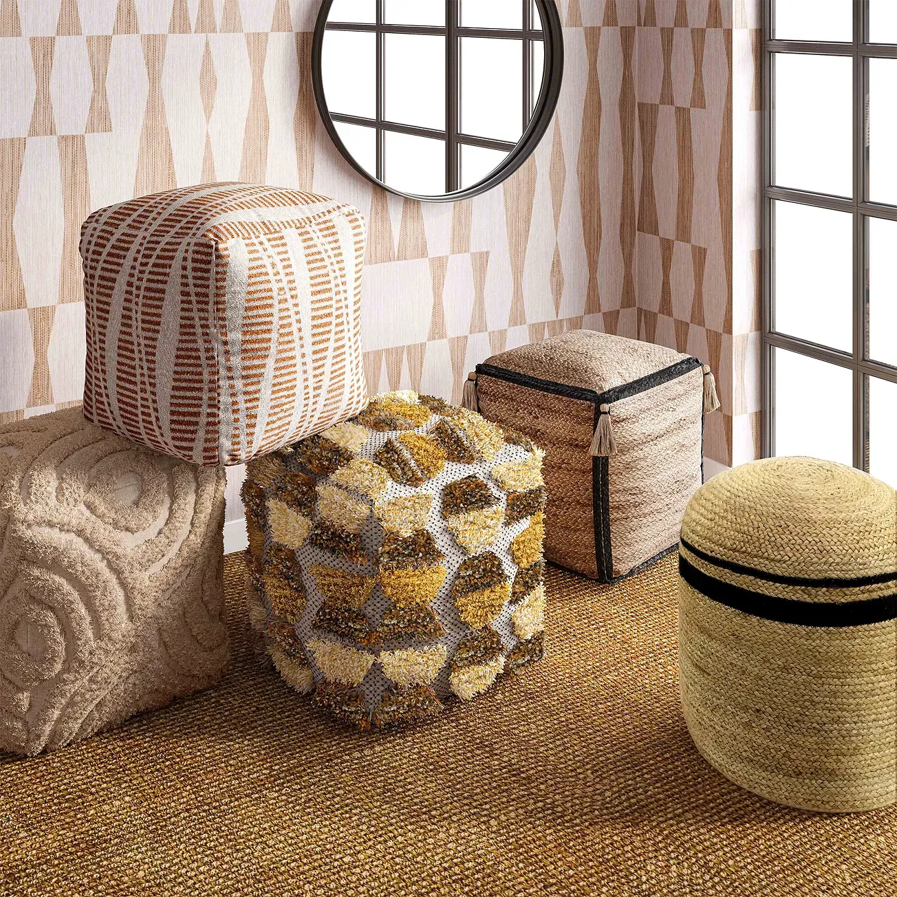 TOV Furniture Sawyer Tufted Pouf