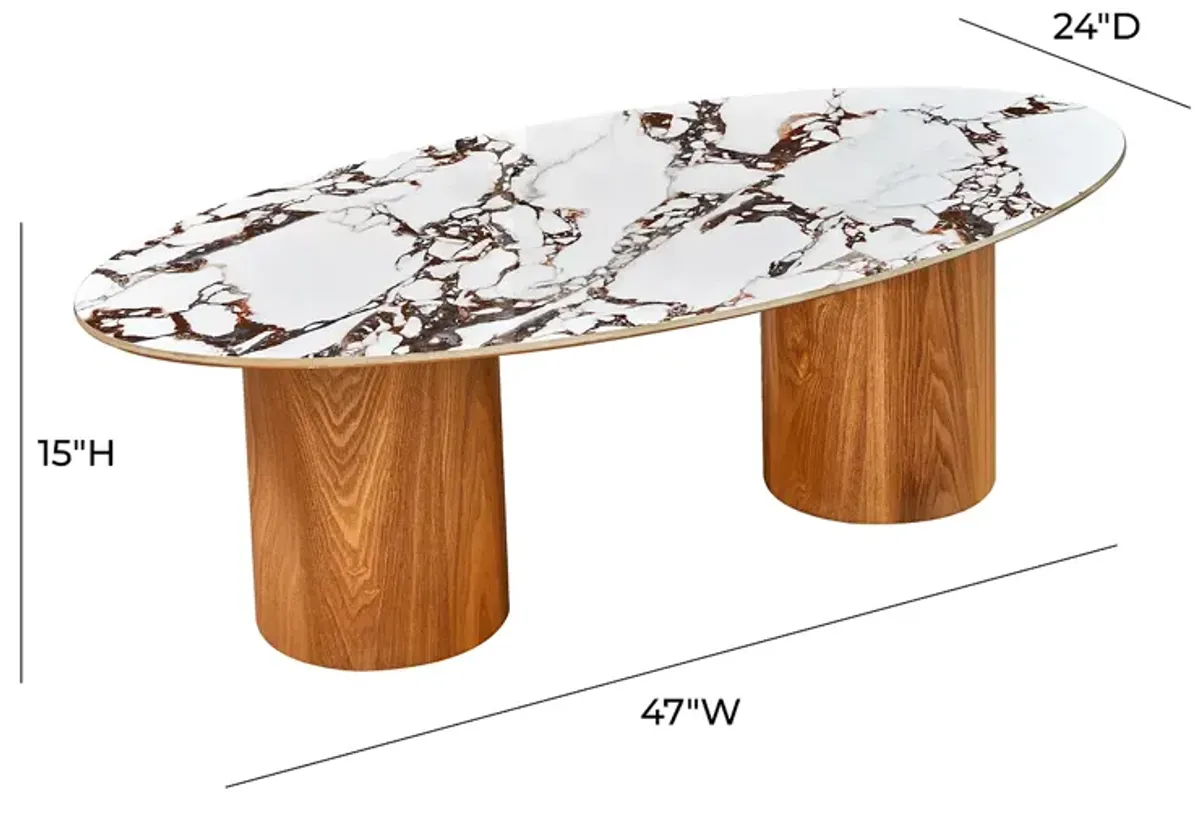 TOV Furniture Tamara Marble Ceramic Oval Coffee Table