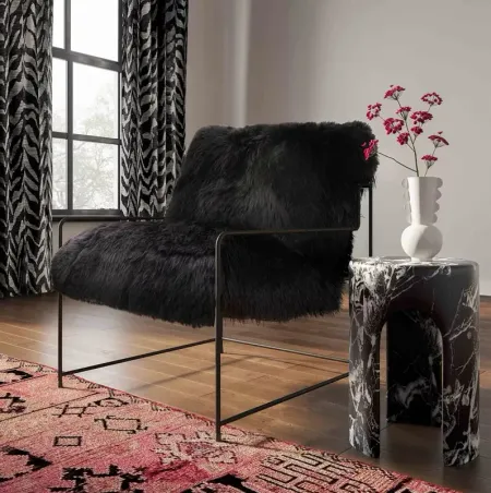 TOV Furniture Kimi Black Genuine Sheepskin Chair