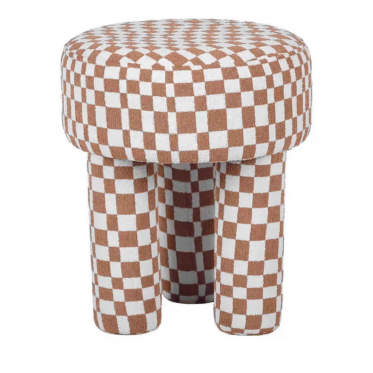 TOV Furniture Claire Brown Checkered Boucle Stool