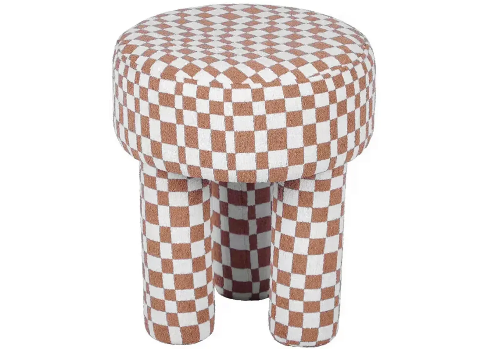 TOV Furniture Claire Brown Checkered Boucle Stool