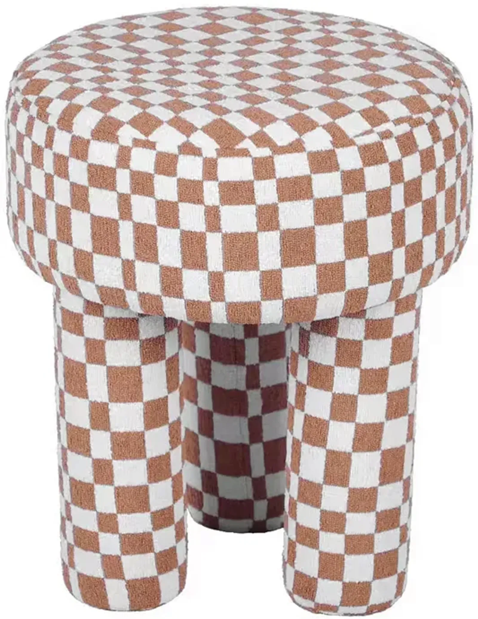 TOV Furniture Claire Brown Checkered Boucle Stool