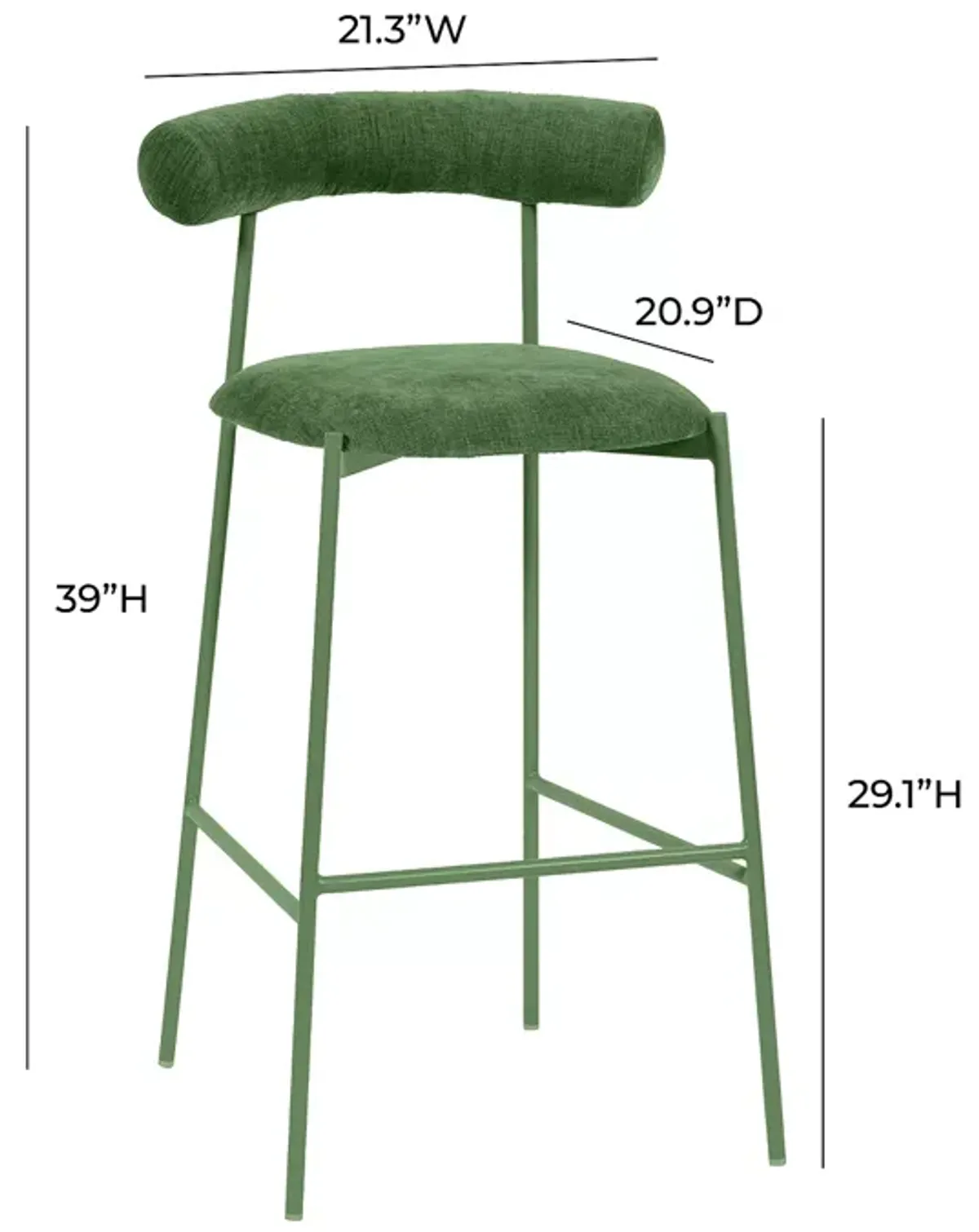 TOV Furniture Liliana Velvet Bar Stool