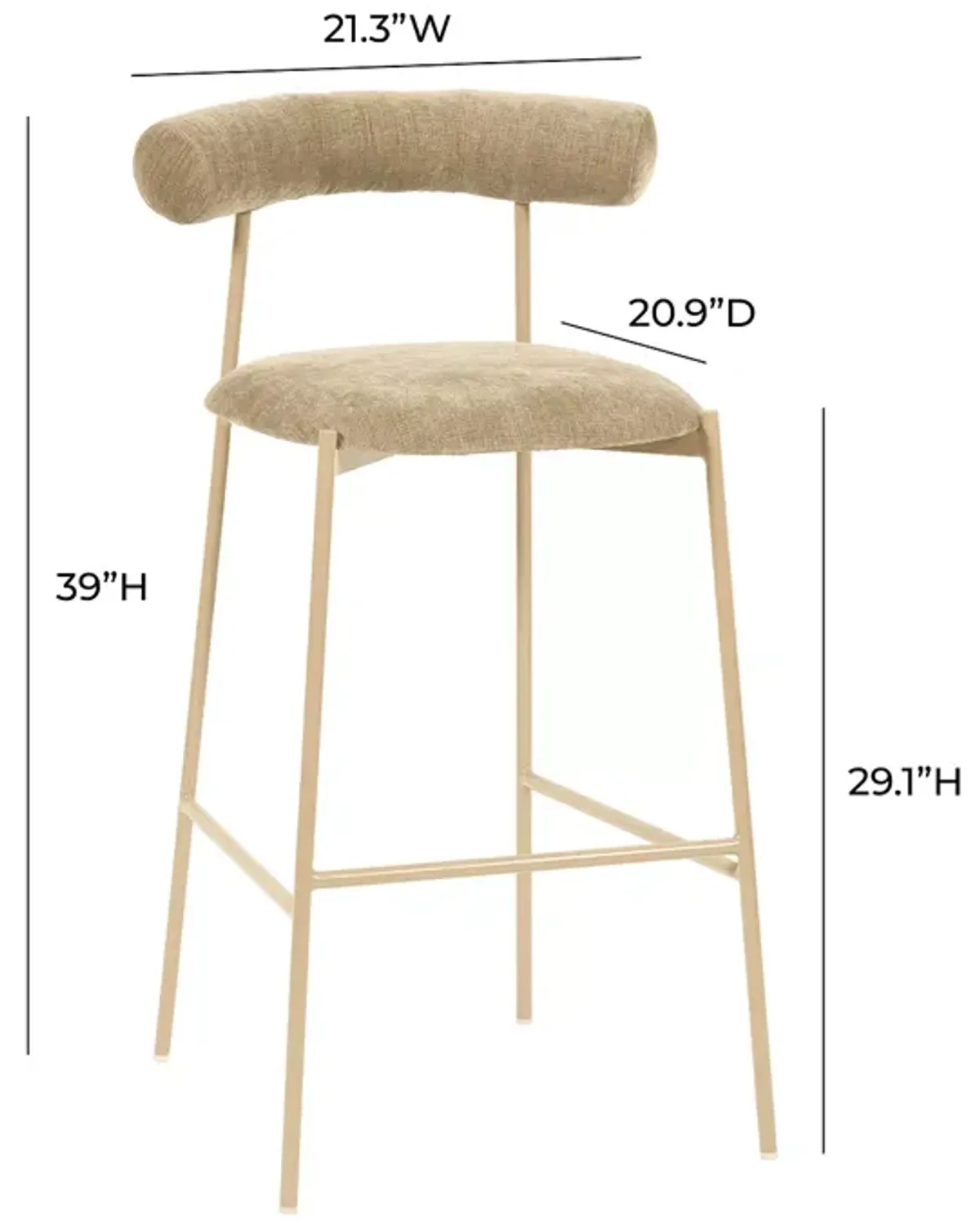 TOV Furniture Liliana Velvet Bar Stool