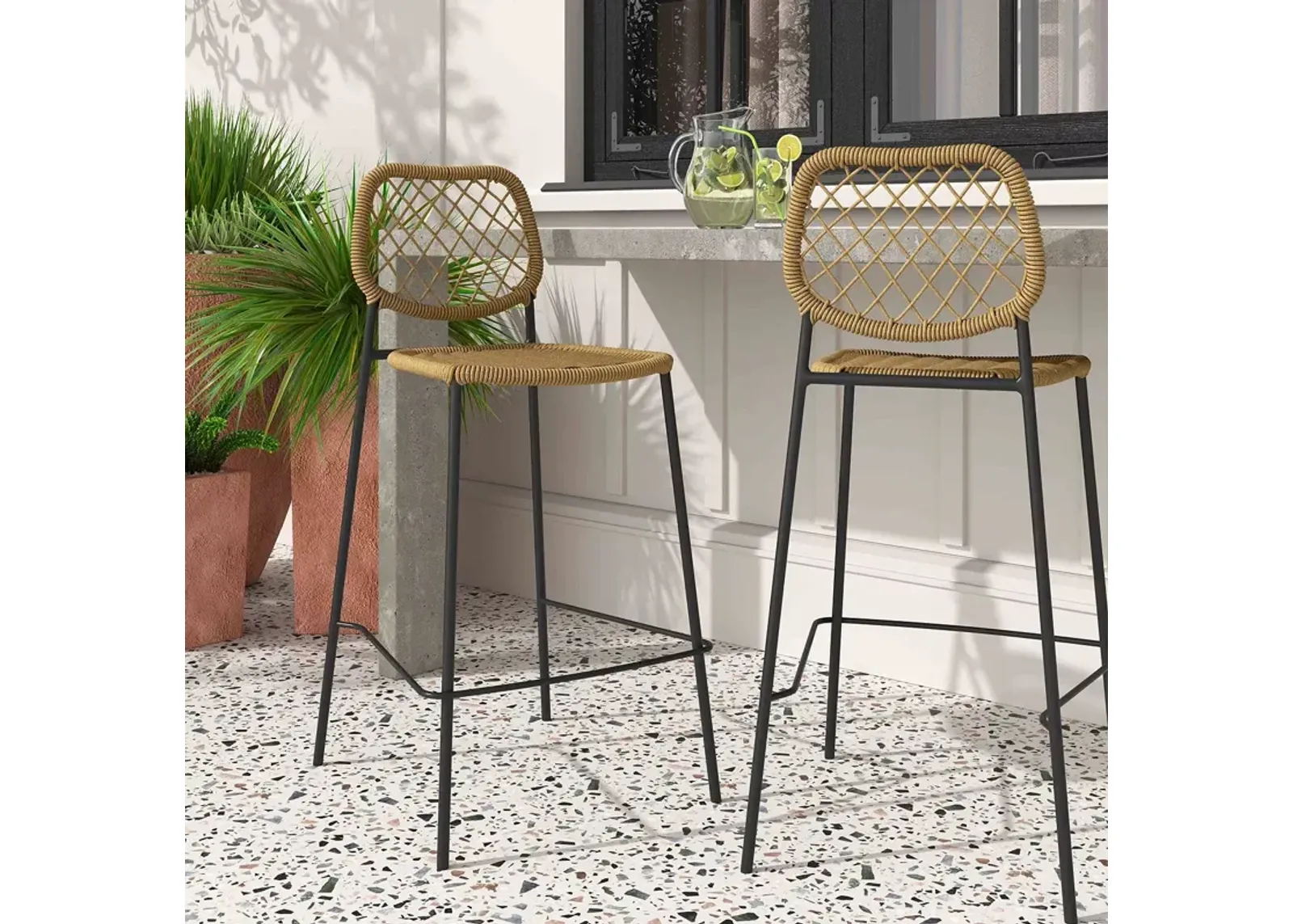 TOV Furniture Lucy Oak Finish Outdoor Counter Stool