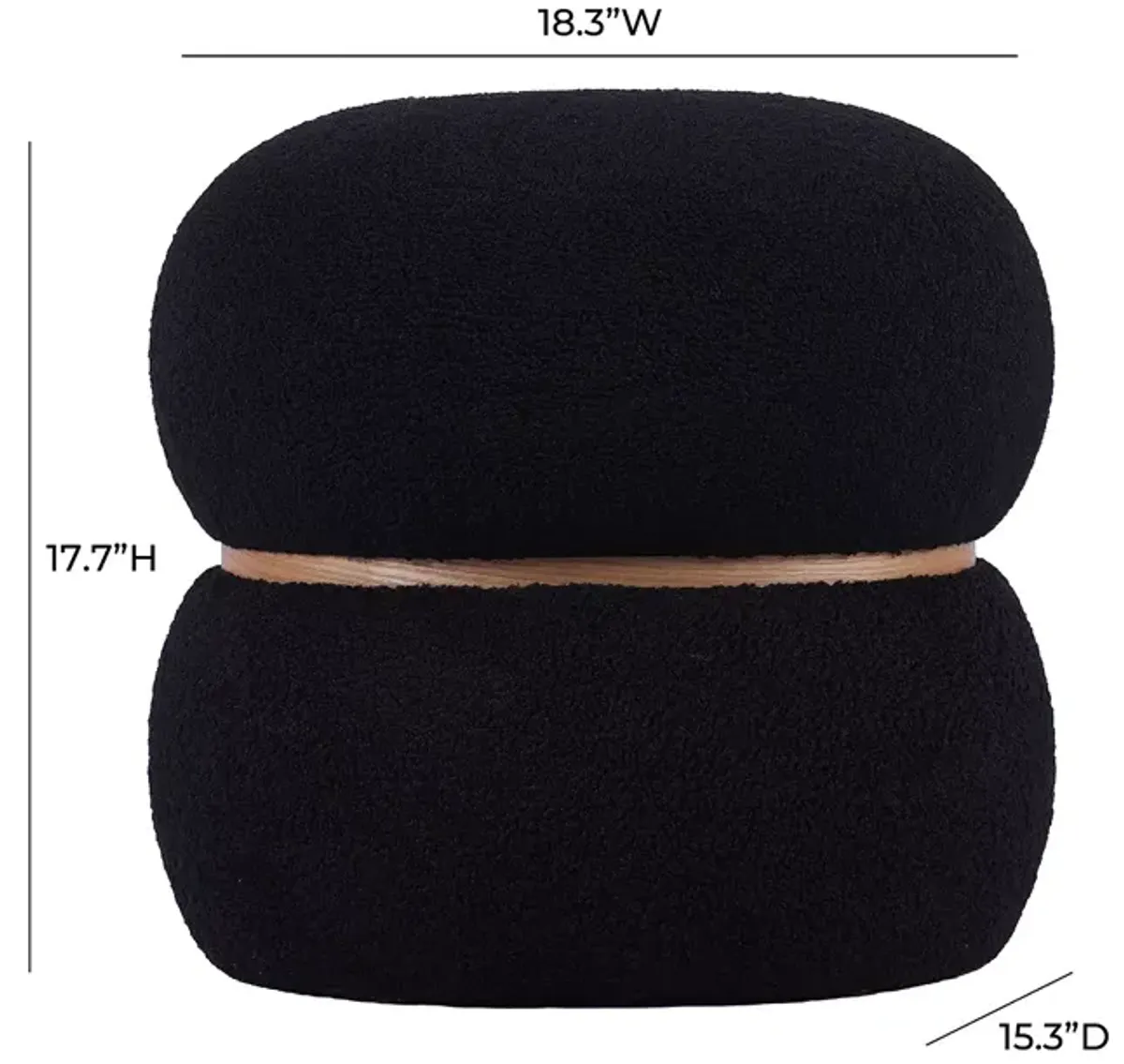 TOV Furniture Helga Faux Shearling Oval Ottoman