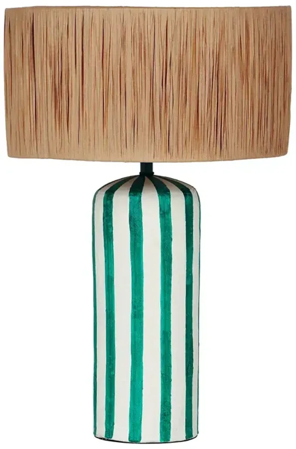 TOV Furniture Ravello Green Striped Papier Mache Table Lamp