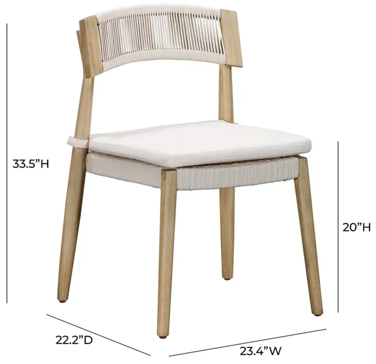 TOV Furniture Gata Cream Outdoor Dining Chair, Set of 2