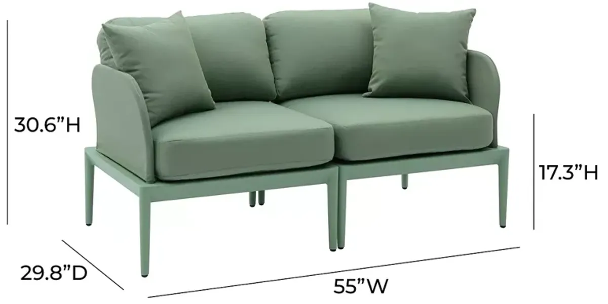 TOV Furniture Kapri Moss Green Modular Outdoor Loveseat