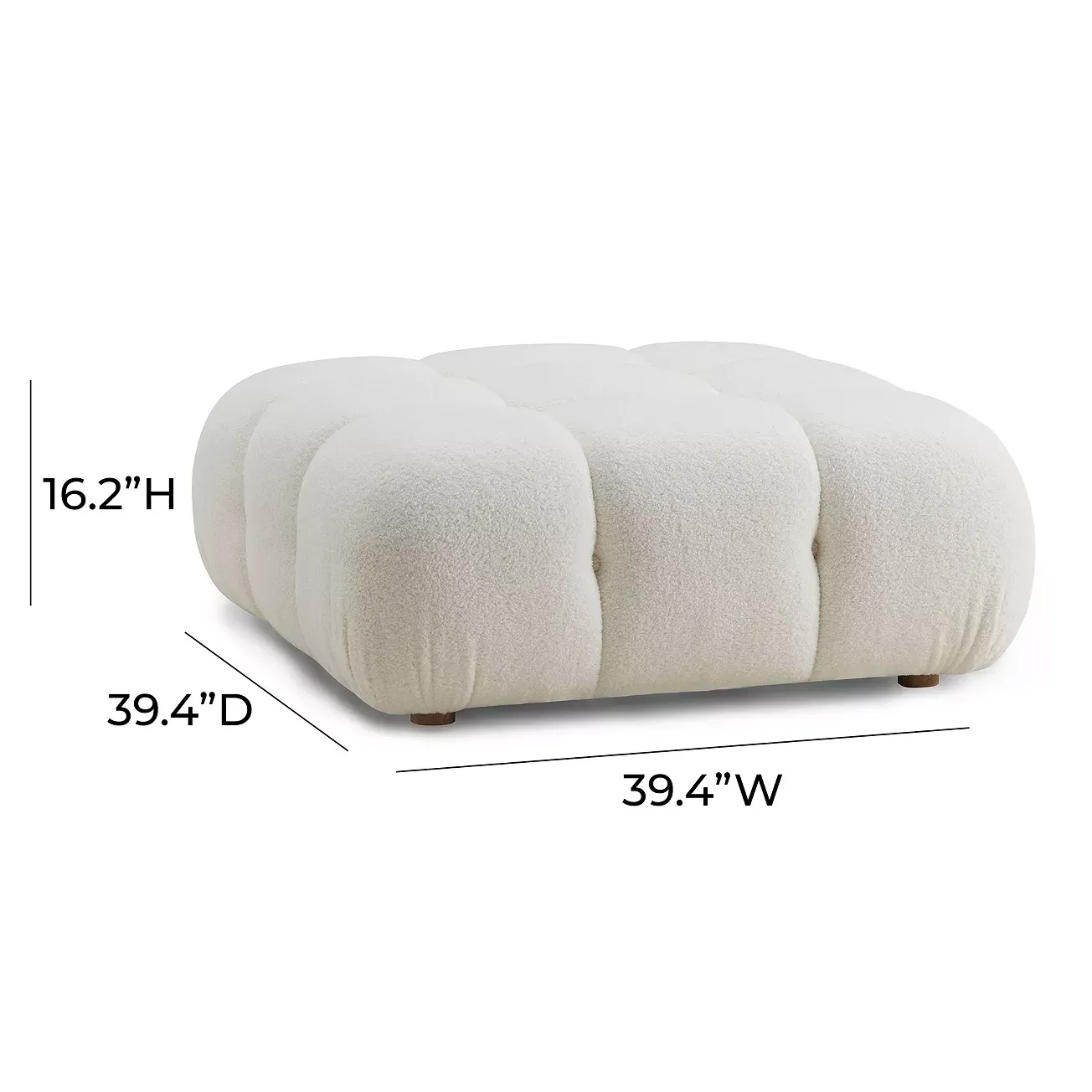 TOV Furniture Calliope Cream Faux Shearling Modular Ottoman