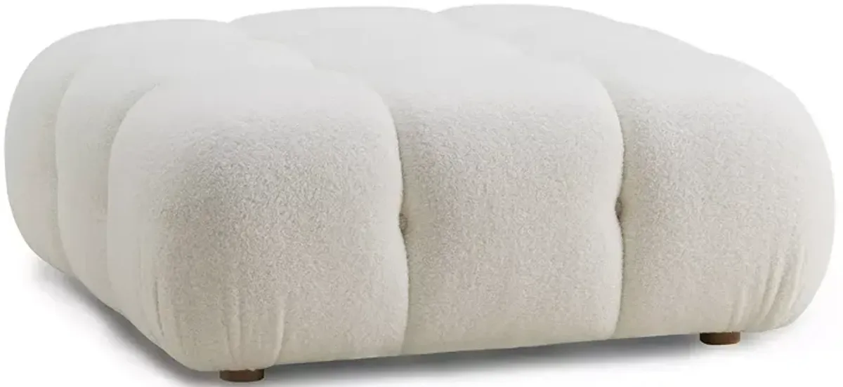 TOV Furniture Calliope Cream Faux Shearling Modular Ottoman