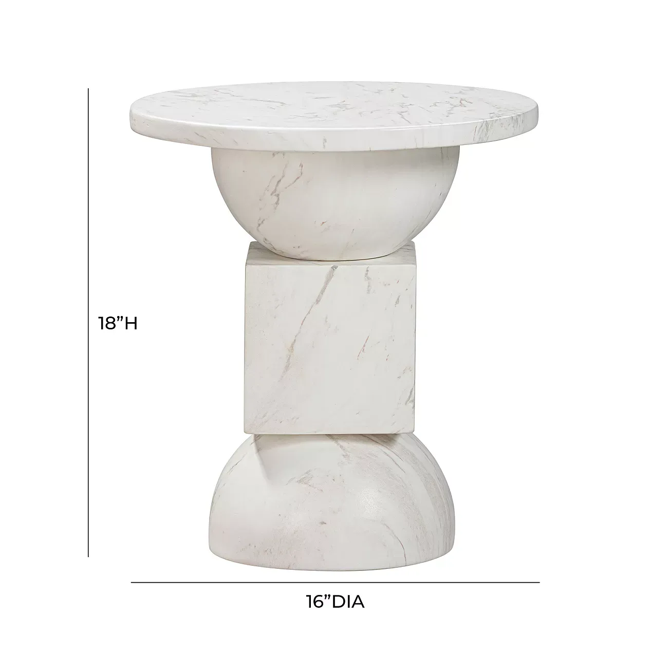 TOV Furniture Chip Marble Print Indoor / Outdoor Side Table