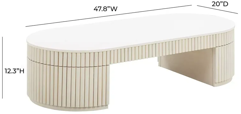 TOV Furniture Bella Cream Oval Coffee Table