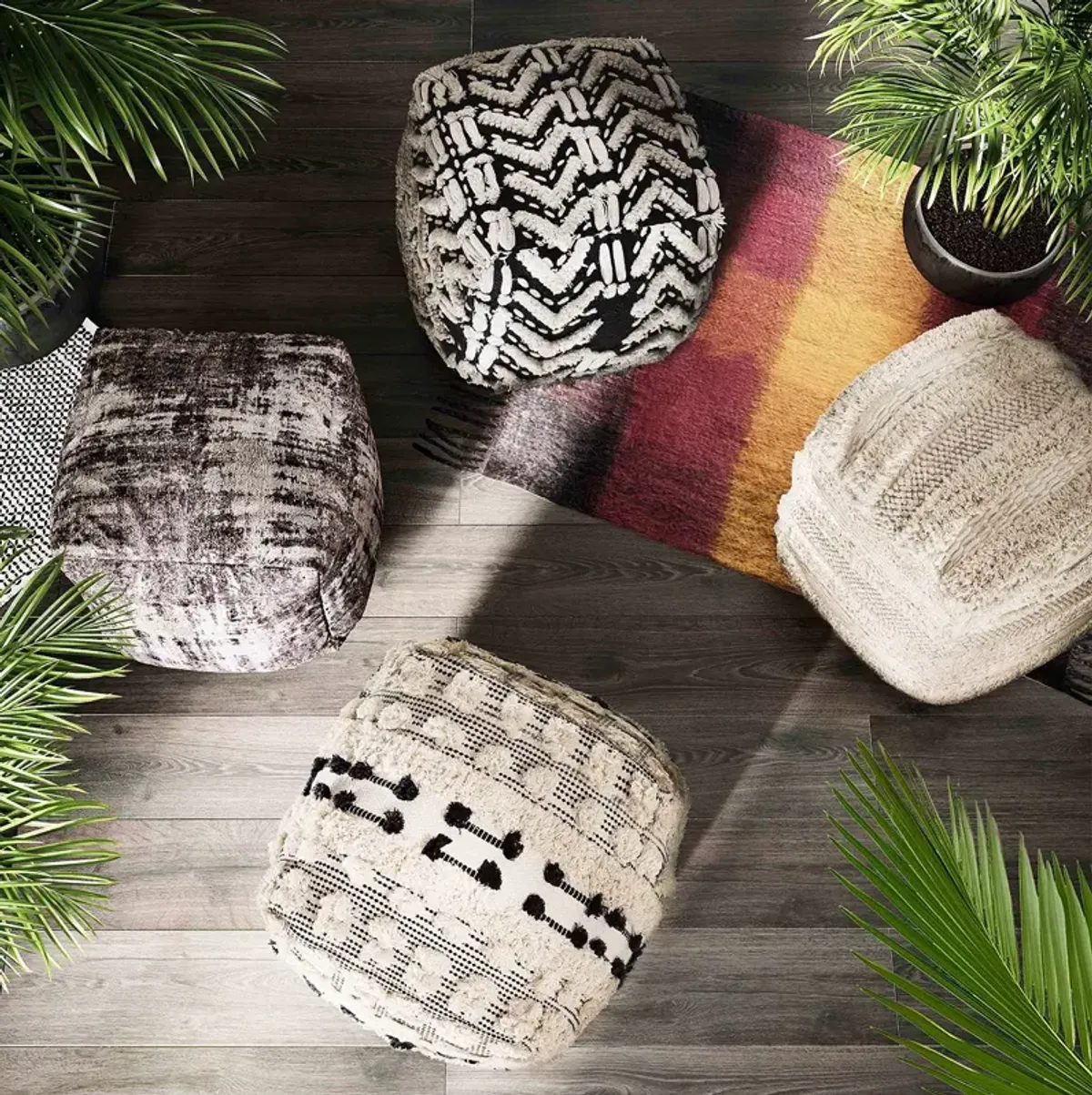 TOV Furniture Yorba Cotton Pouf