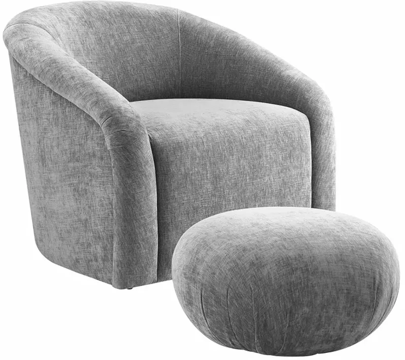 TOV Furniture Boboli Gray Chenille Chair and Ottoman Set