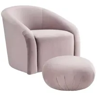TOV Furniture Boboli Mauve Velvet Chair and Ottoman Set