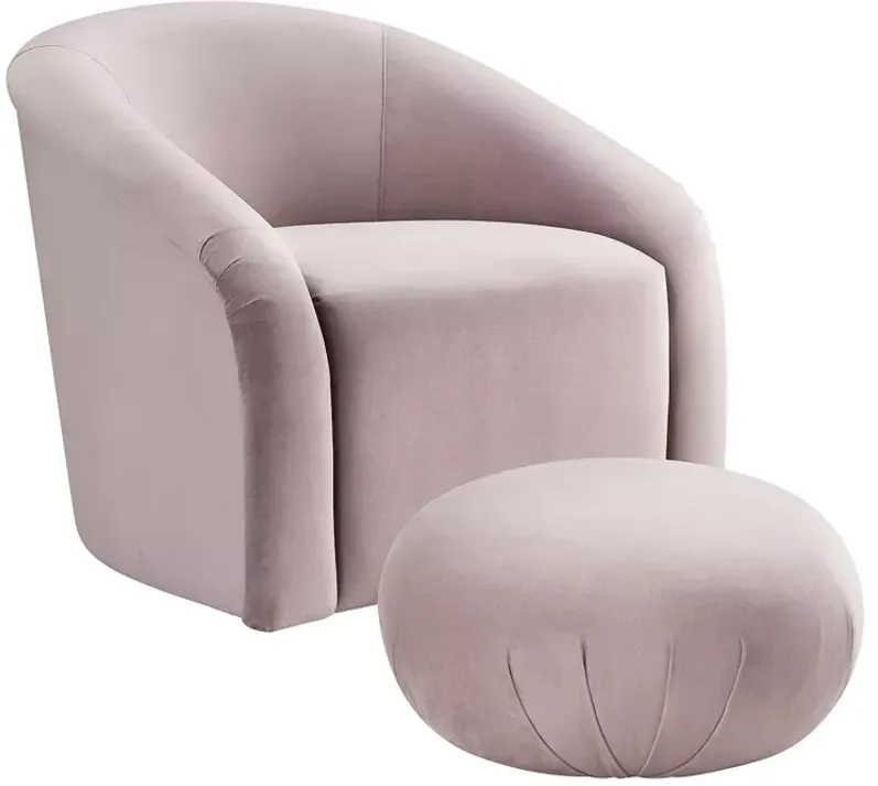 TOV Furniture Boboli Mauve Velvet Chair and Ottoman Set