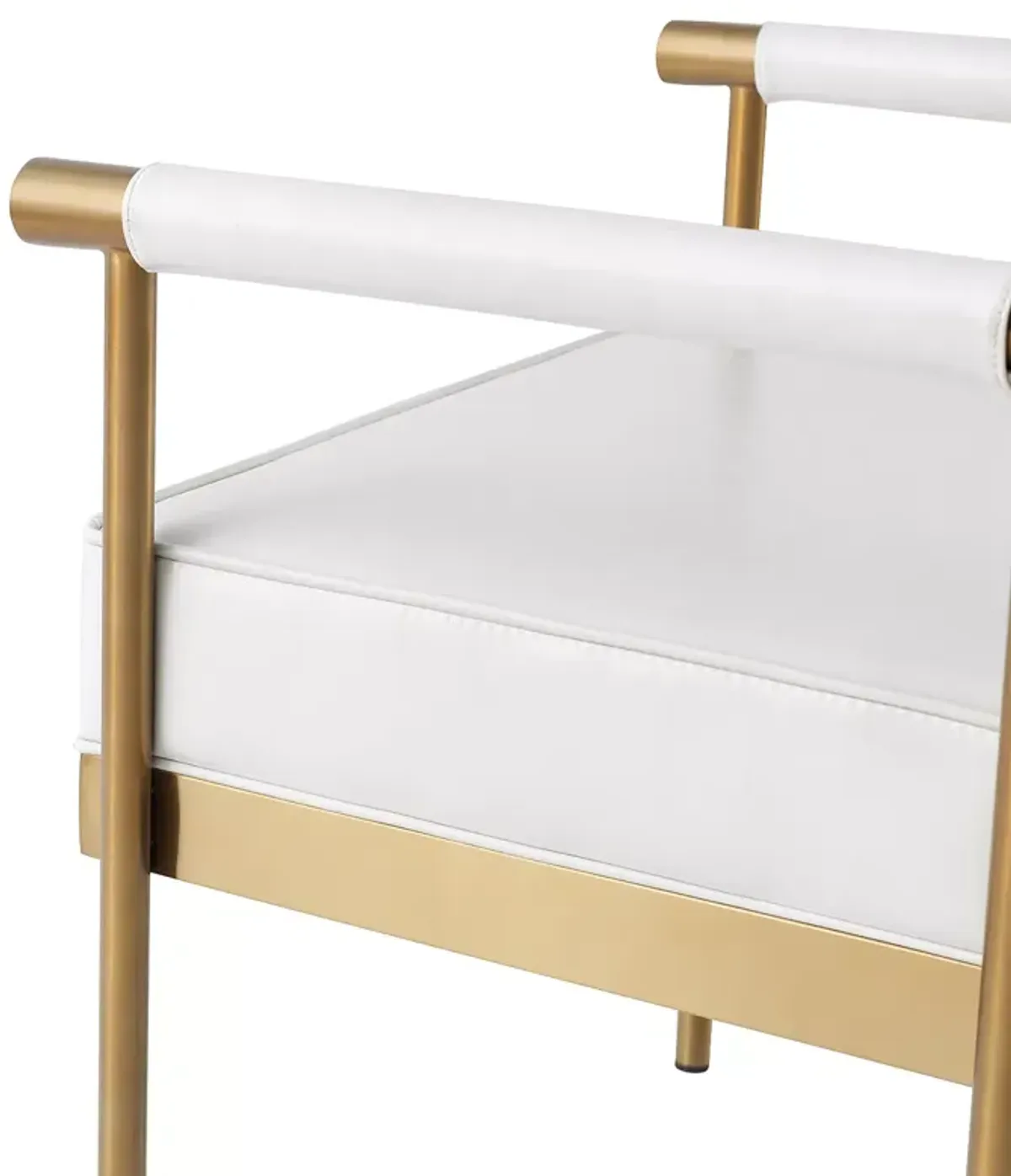 TOV Furniture Diva White Faux Leather Bench