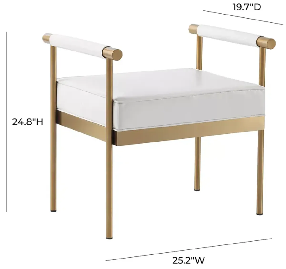 TOV Furniture Diva White Faux Leather Bench