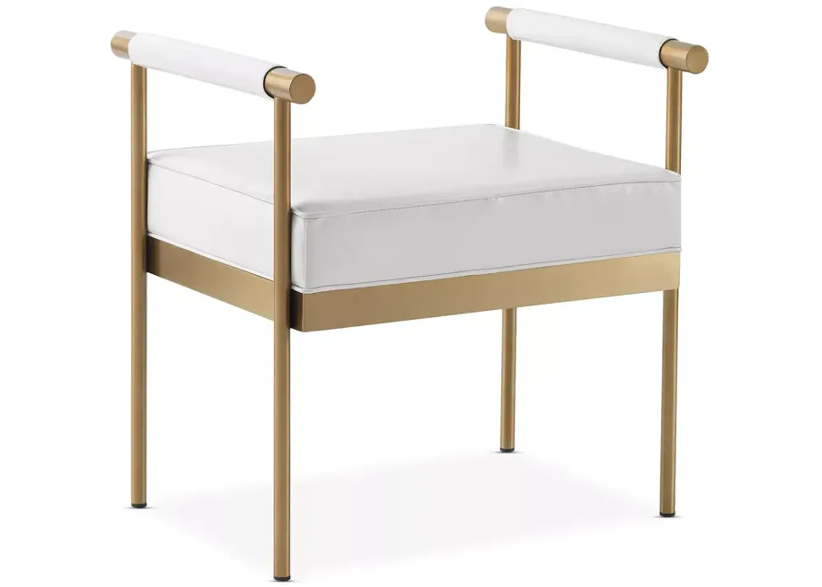 TOV Furniture Diva White Faux Leather Bench