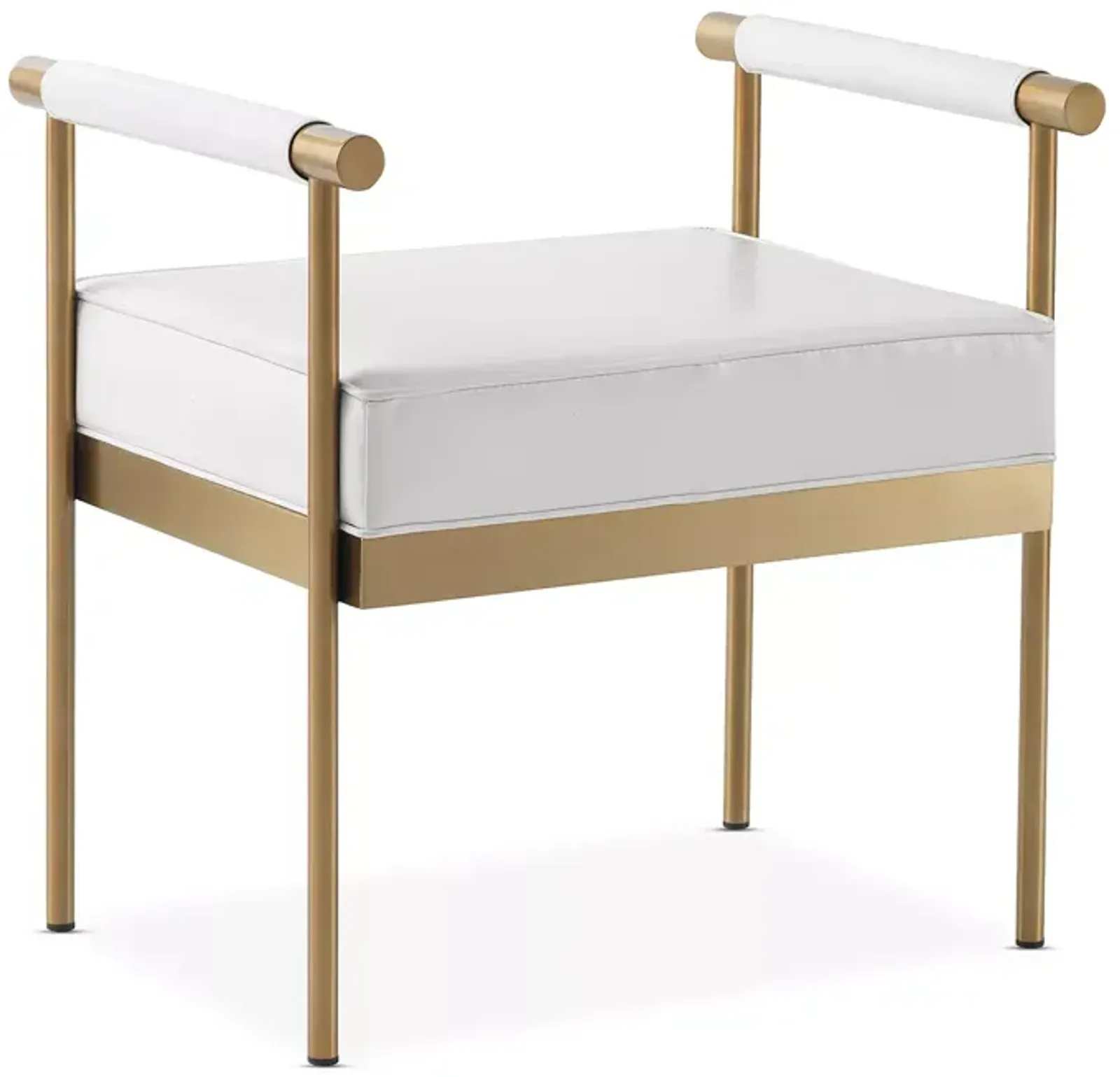 TOV Furniture Diva White Faux Leather Bench