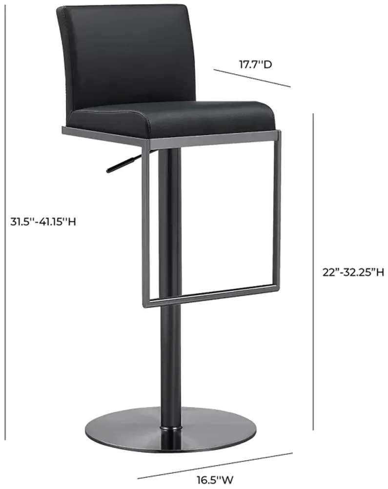 TOV Furniture Amalfi Black on Black Steel Barstool