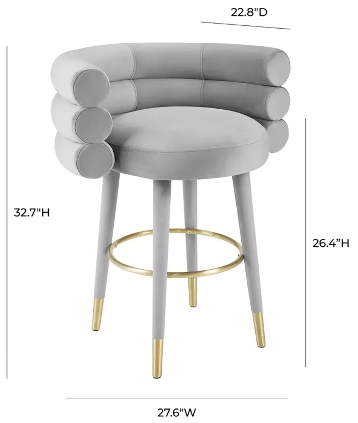 TOV Furniture Betty Velvet Counter Stool