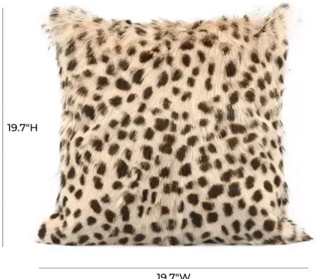 TOV Furniture Leopard Print Goatskin Decorative Pillow, 19.7" x 19.7"