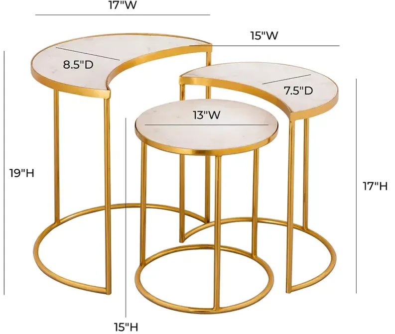 TOV Furniture Crescent Nesting Table, Set of 3