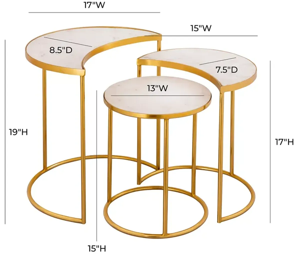 TOV Furniture Crescent Nesting Table, Set of 3