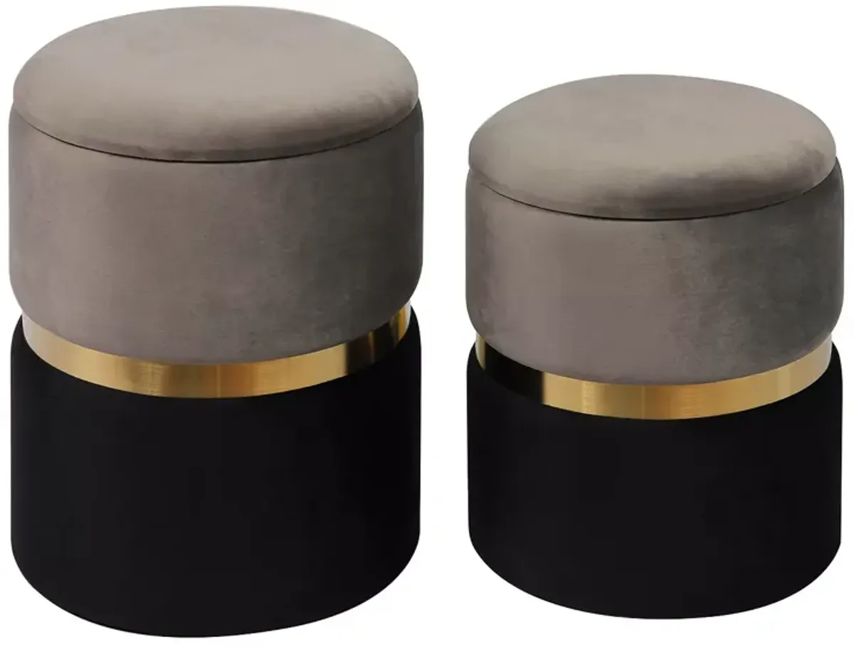 TOV Furniture Gigi Gray Velvet Storage Ottomans, Set of 2