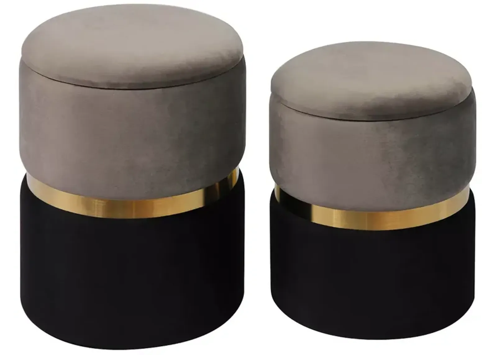 TOV Furniture Gigi Gray Velvet Storage Ottomans, Set of 2