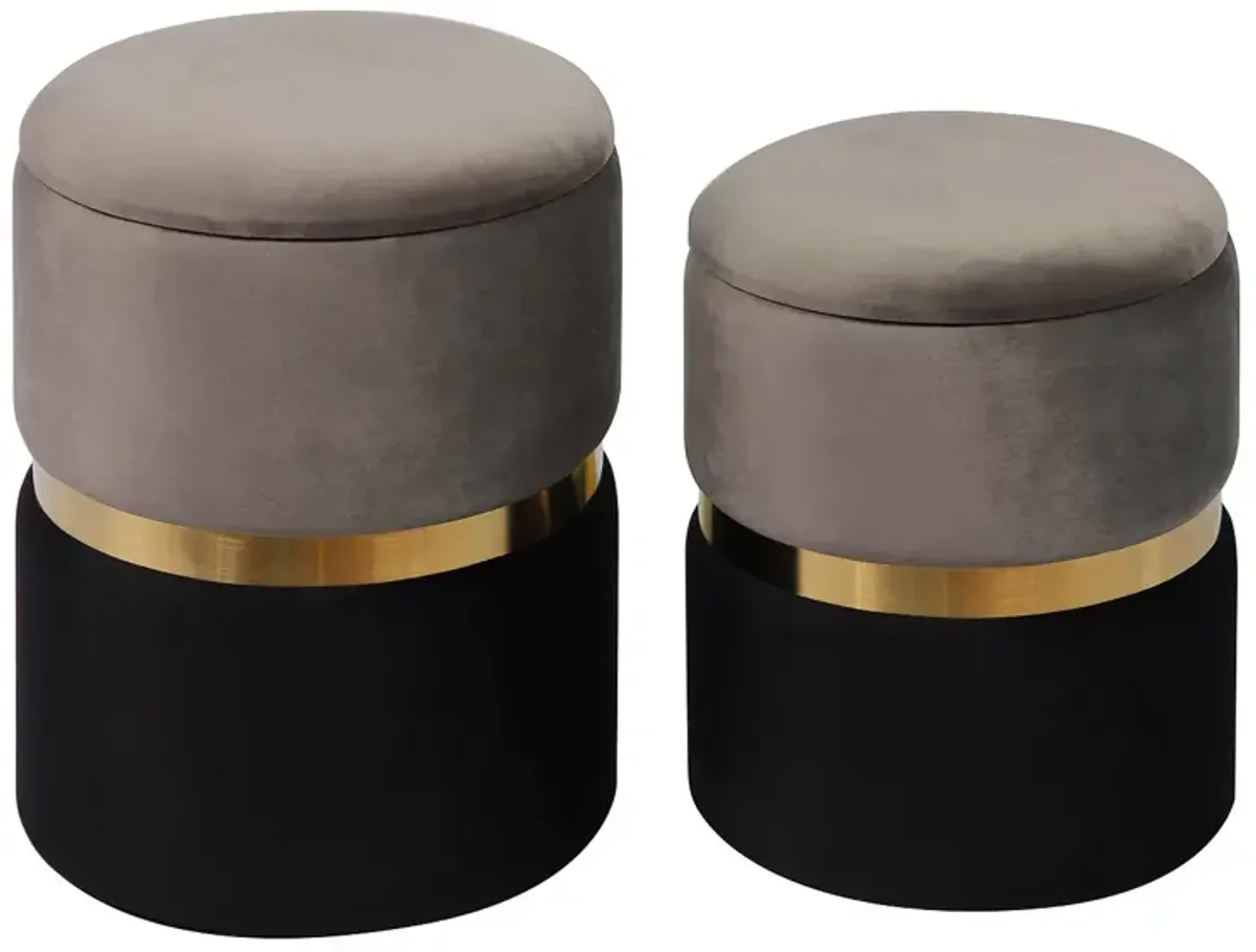 TOV Furniture Gigi Gray Velvet Storage Ottomans, Set of 2