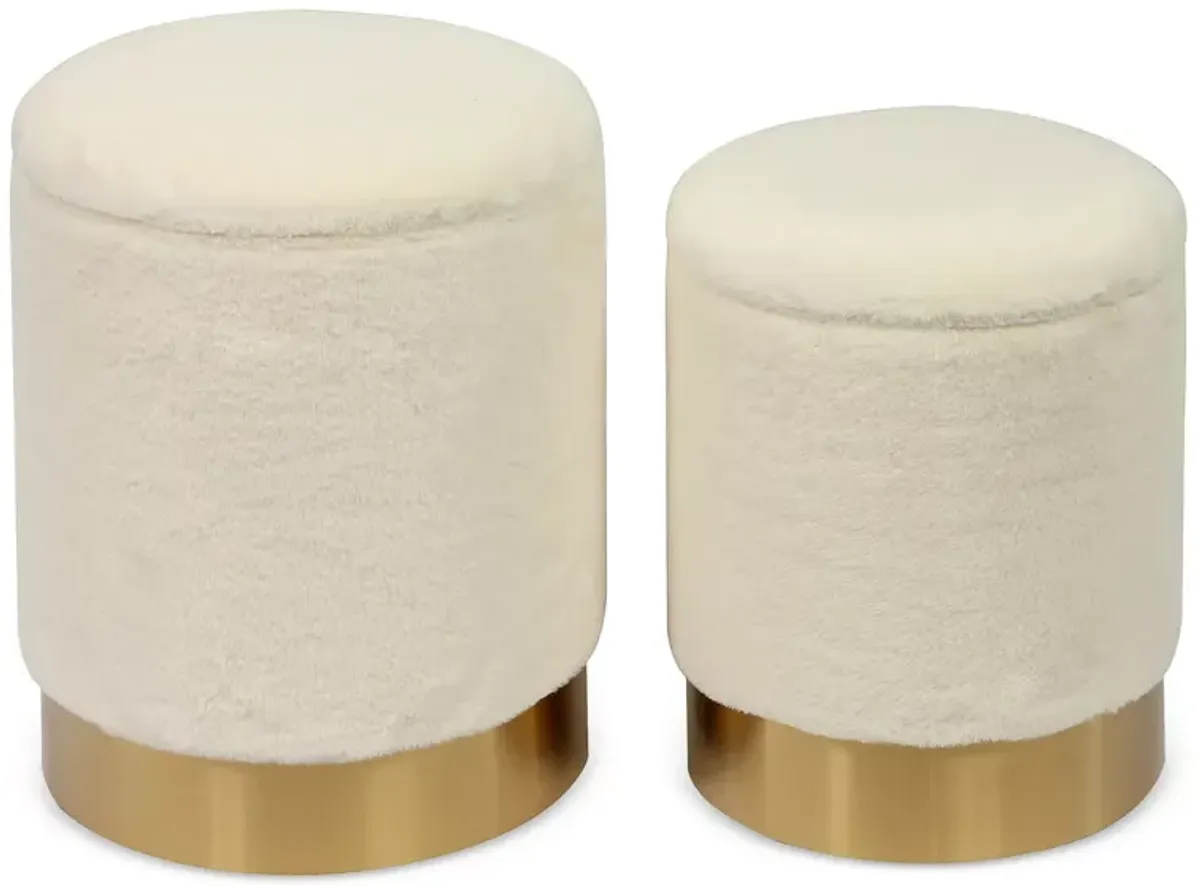 TOV Furniture Teddy Faux Sheepskin Storage Ottomans, Set of 2