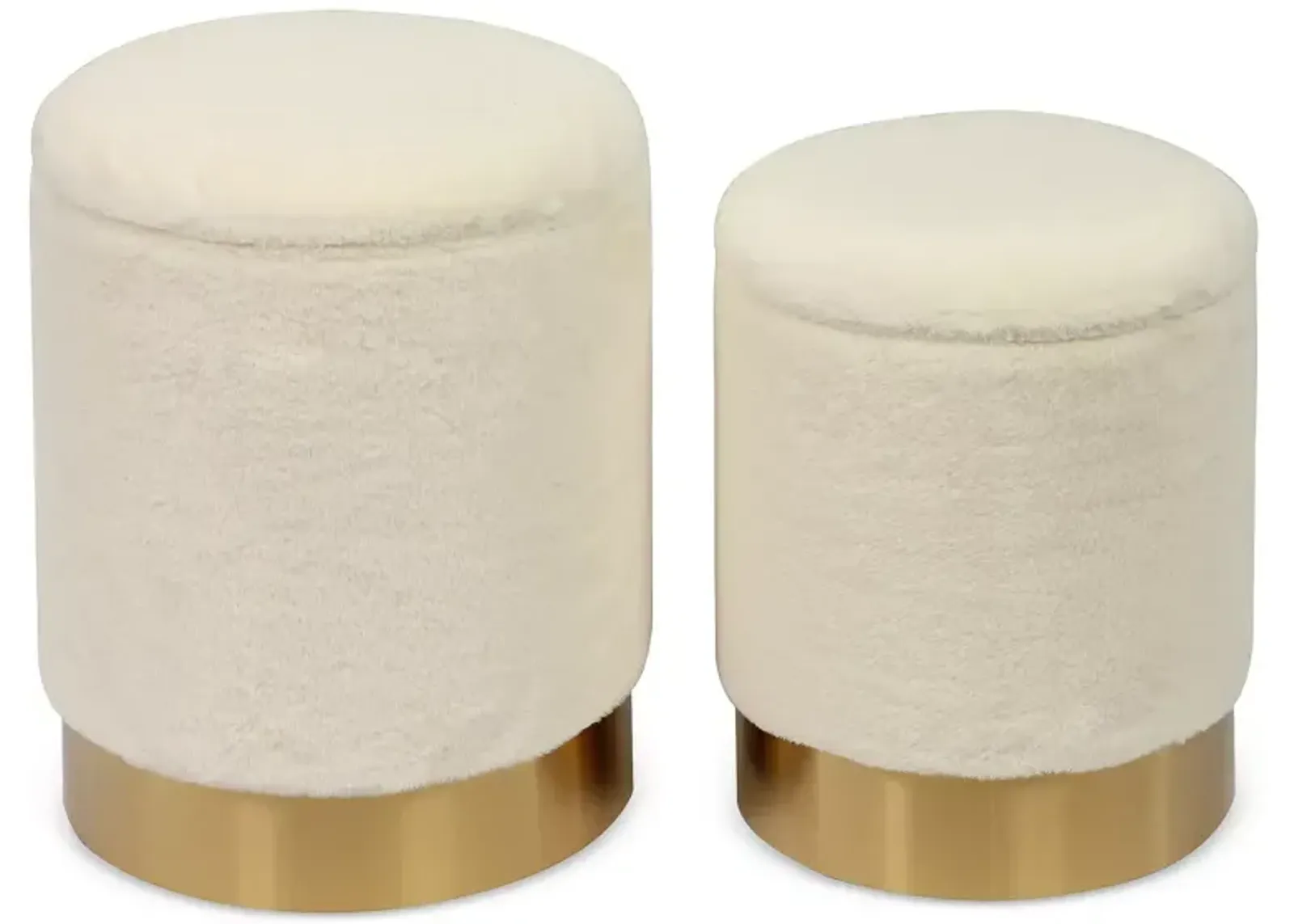 TOV Furniture Teddy Faux Sheepskin Storage Ottomans, Set of 2