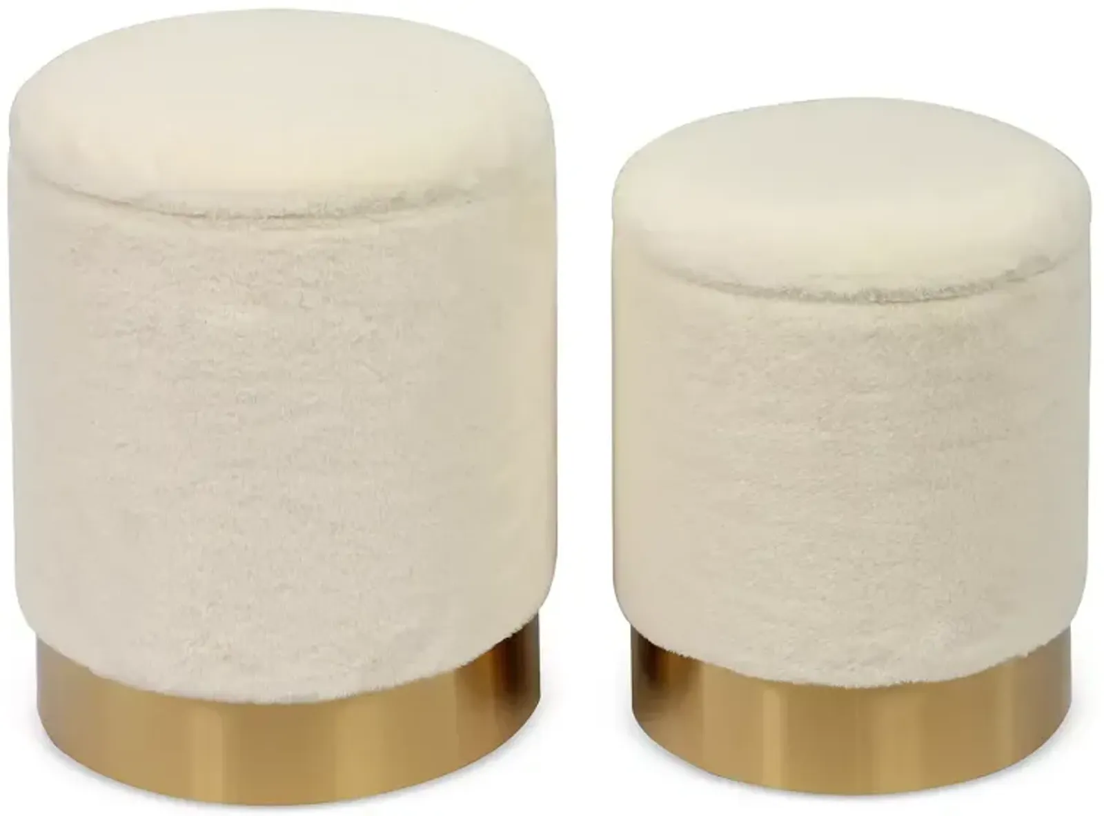 TOV Furniture Teddy Faux Sheepskin Storage Ottomans, Set of 2