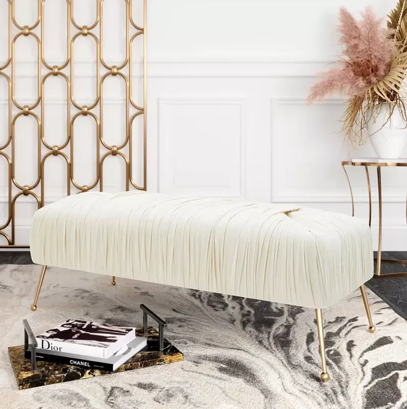 TOV Furniture Jessica Cream Velvet Bench