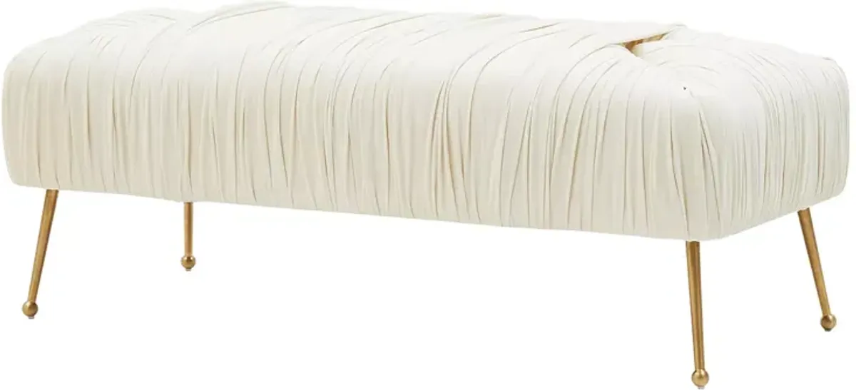 TOV Furniture Jessica Cream Velvet Bench