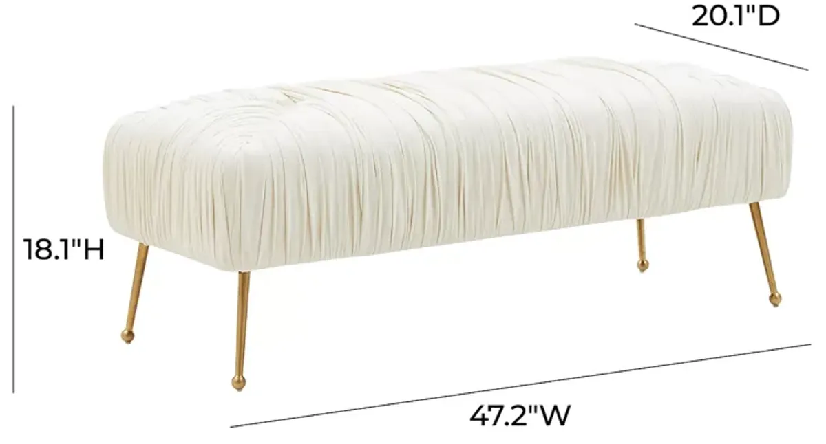 TOV Furniture Jessica Cream Velvet Bench