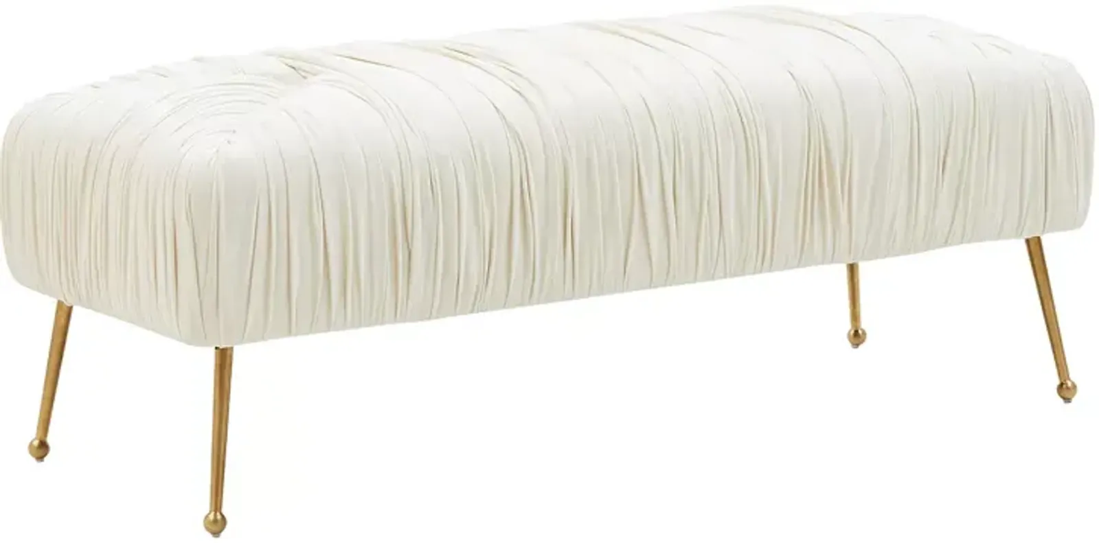 TOV Furniture Jessica Cream Velvet Bench