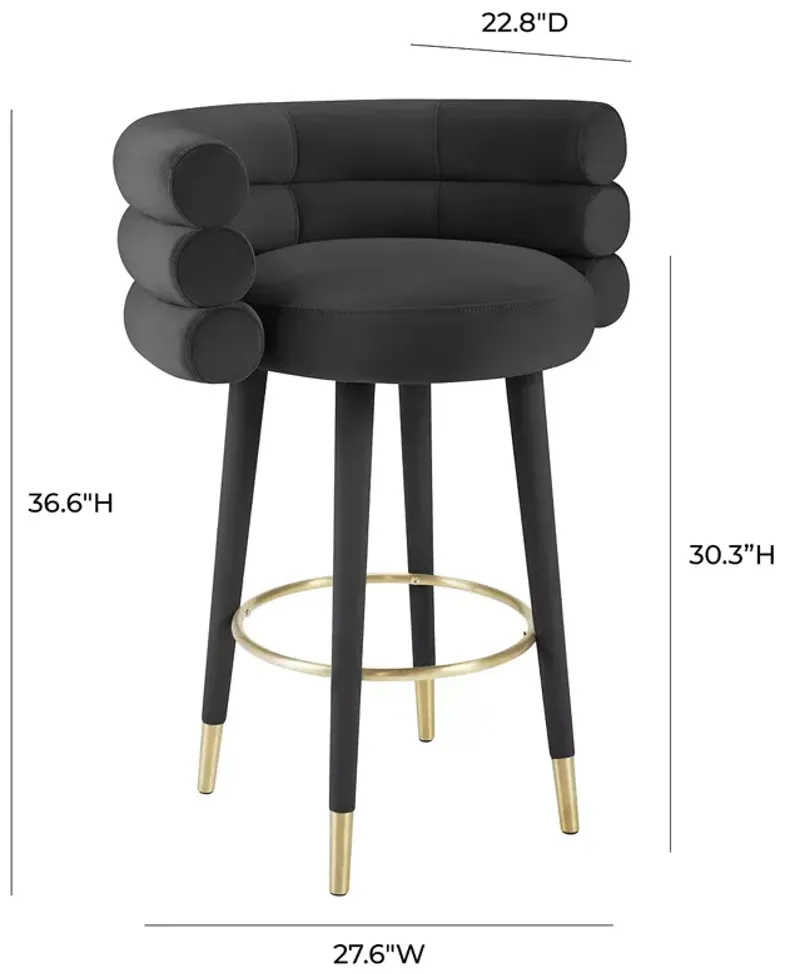 TOV Furniture Betty Black Velvet Barstool