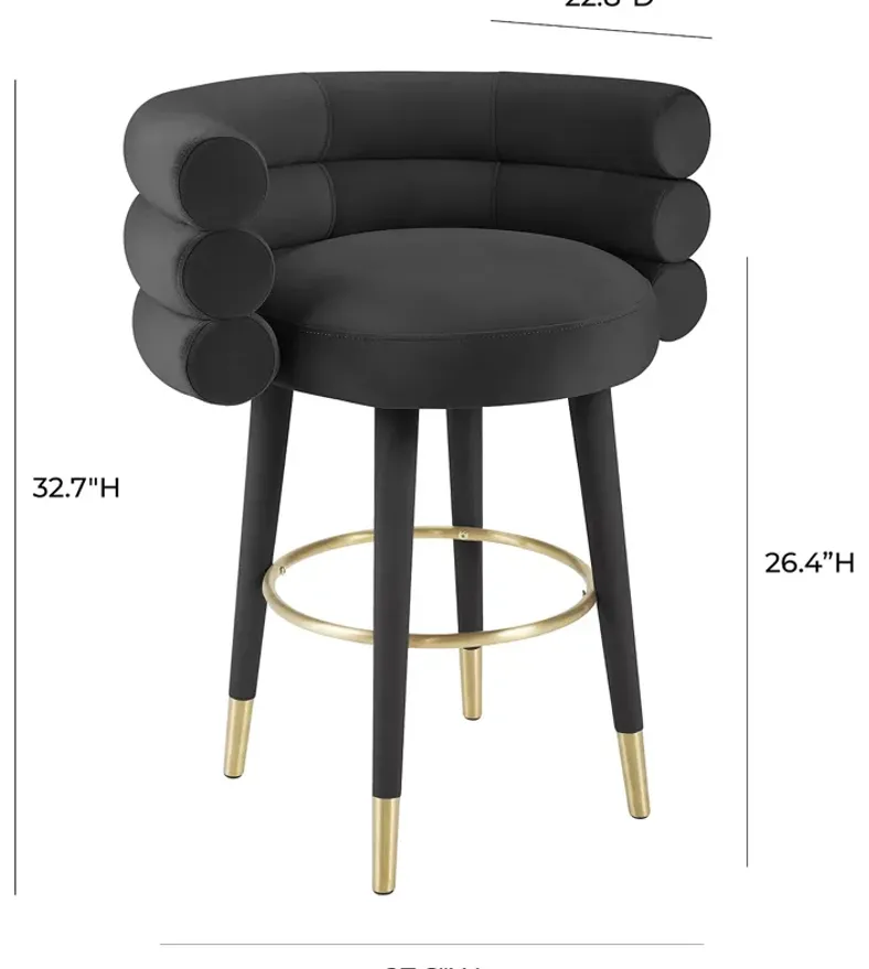 TOV Furniture Betty Black Velvet Counter Stool