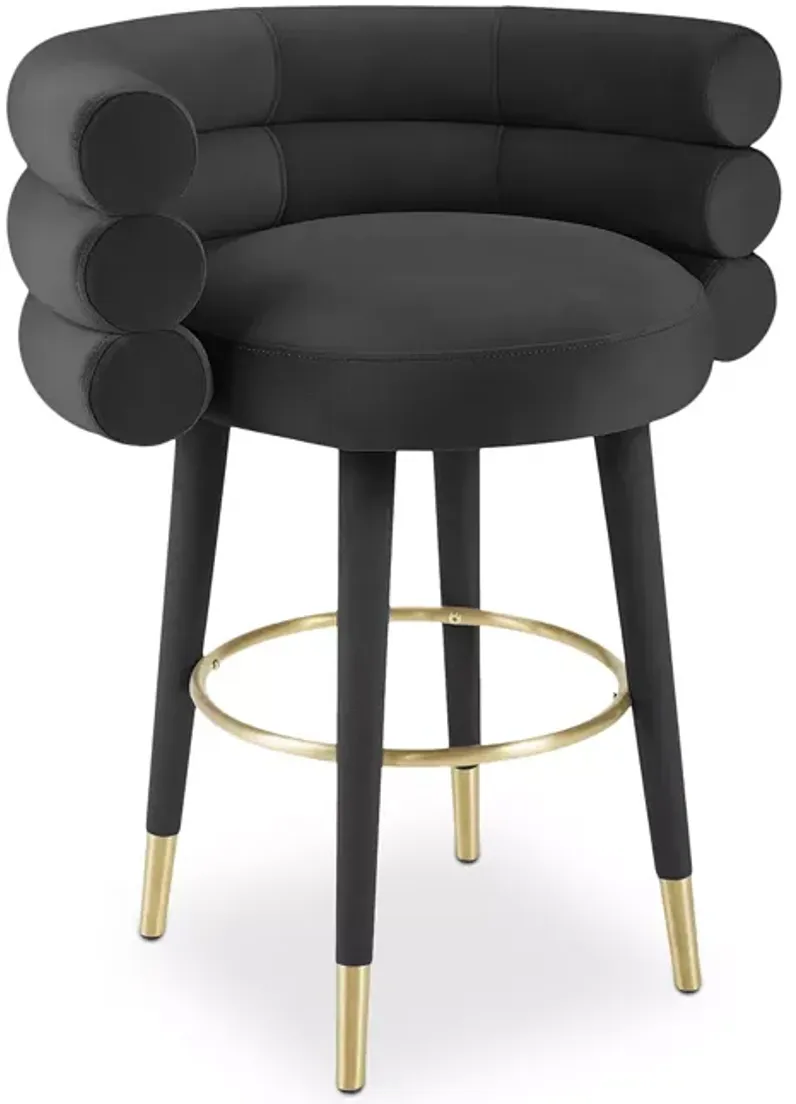 TOV Furniture Betty Black Velvet Counter Stool