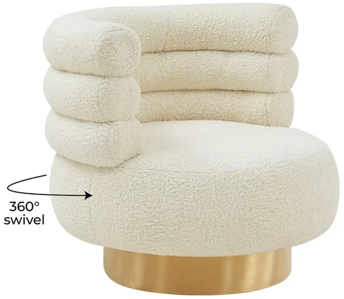 TOV Furniture Naomi Faux Shearling Swivel Chair